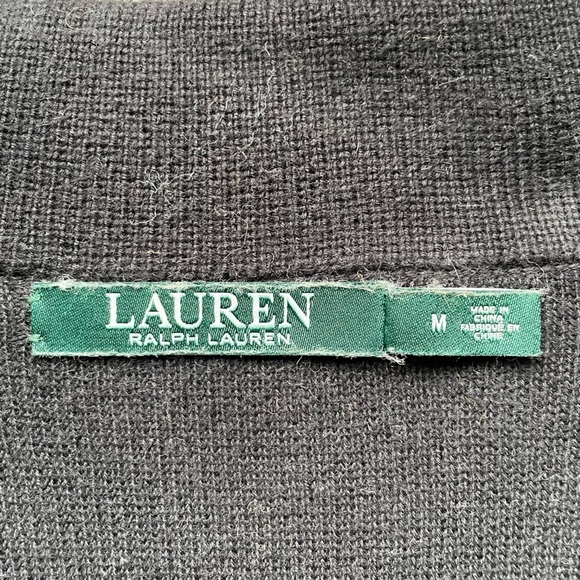 Lauren Ralph Lauren Black Cardigan Sweater Button Collar 100% Cotton Size Medium - Picture 6 of 6
